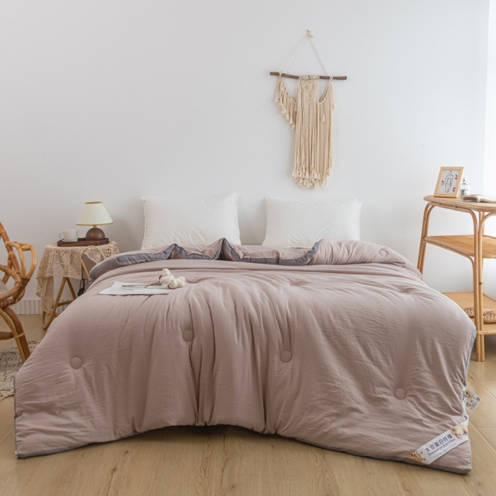 91家纺网 家纺一手货源 找家纺 森林人 2023新款A类水洗棉立体大豆被 立体-卡其