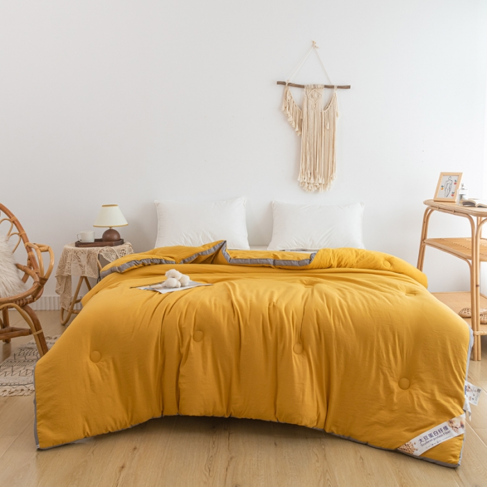 91家纺网 家纺一手货源 找家纺 森林人 2023新款A类水洗棉立体大豆被 立体-柠檬黄