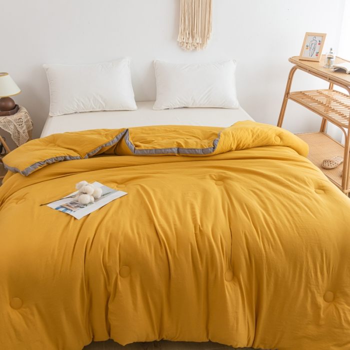 91家纺网 家纺一手货源 找家纺 森林人 2023新款A类水洗棉立体大豆被 立体-柠檬黄