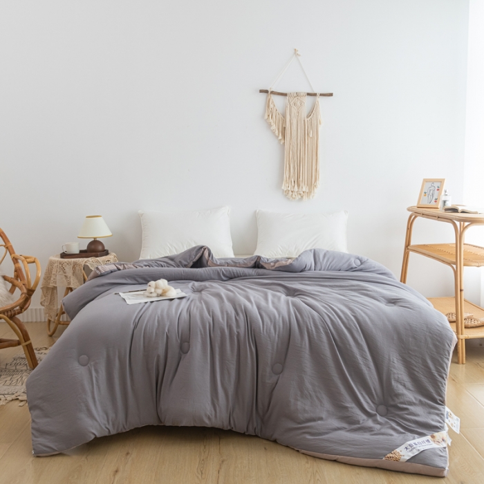 91家纺网 家纺一手货源 找家纺 森林人 2023新款A类水洗棉立体大豆被 立体-绅士灰