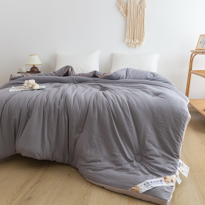 91家纺网 家纺一手货源 找家纺 森林人 2023新款A类水洗棉立体大豆被 立体-绅士灰
