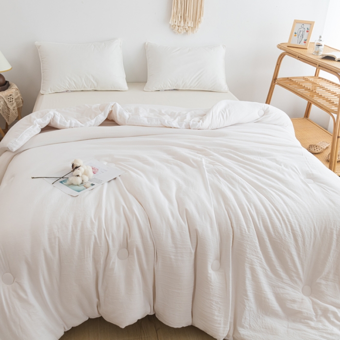 91家纺网 家纺一手货源 找家纺 森林人 2023新款A类水洗棉立体大豆被 立体-珍珠白