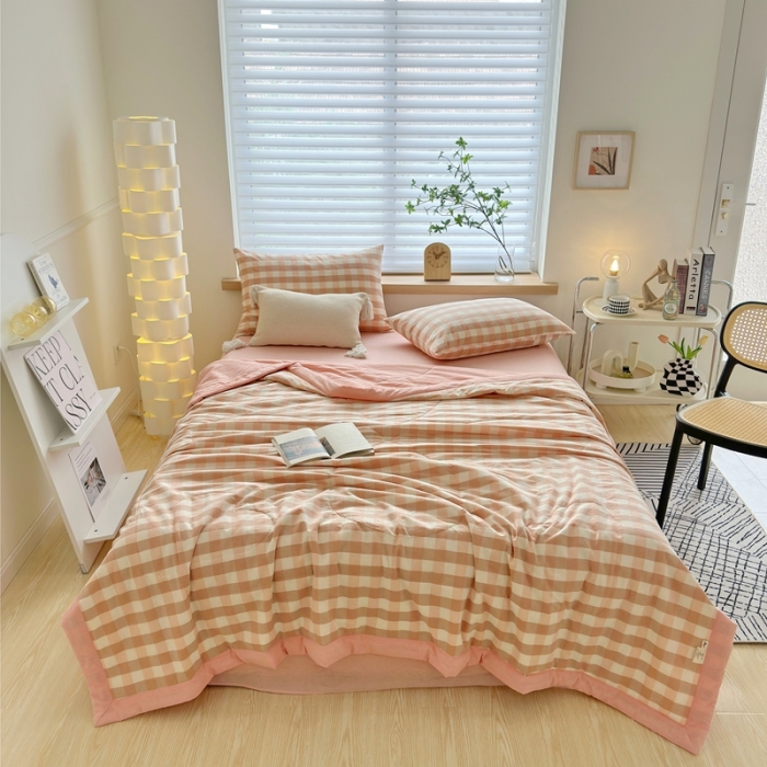 91家纺网 家纺一手货源 找家纺 （总）价格下调三沁2025最新A类大豆纤维全棉色织水洗棉夏被四件套夏凉被空调被子无印良品