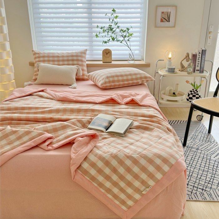 91家纺网 家纺一手货源 找家纺 （总）价格下调三沁2025最新A类大豆纤维全棉色织水洗棉夏被四件套夏凉被空调被子无印良品