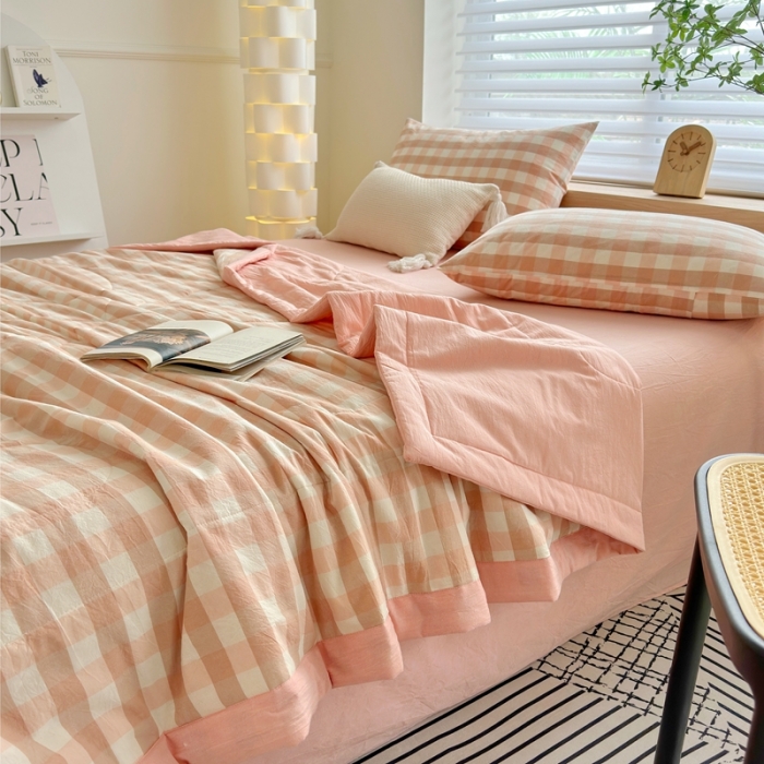 91家纺网 家纺一手货源 找家纺 （总）价格下调三沁2025最新A类大豆纤维全棉色织水洗棉夏被四件套夏凉被空调被子无印良品