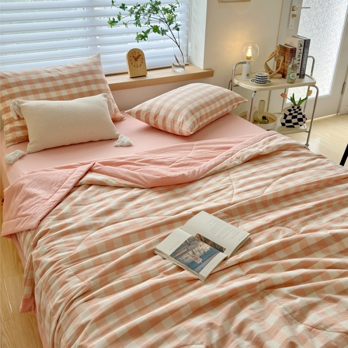 91家纺网 家纺一手货源 找家纺 （总）价格下调三沁2025最新A类大豆纤维全棉色织水洗棉夏被四件套夏凉被空调被子无印良品