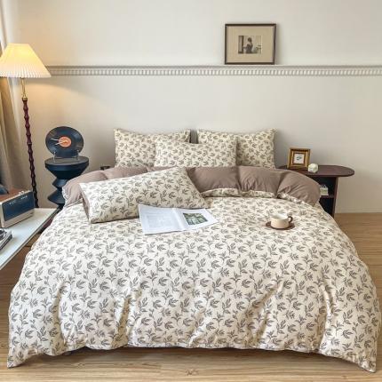 91家纺网 家纺一手货源 找家纺 一比一 2023直播爆款超柔提花小竺棉法式复古亲肤水洗四件套 简爱