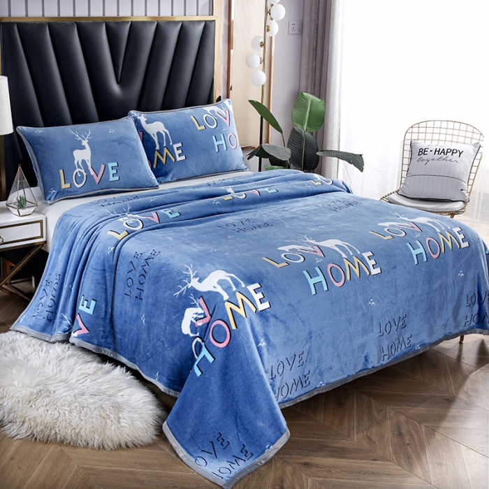 91家纺网 家纺一手货源 找家纺 赋雅 新款300克双面绒毯子超柔加厚云貂绒法莱绒 爱家