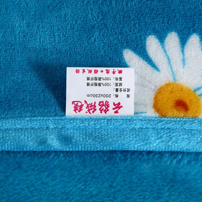 91家纺网 家纺一手货源 找家纺 赋雅 新款300克双面绒毯子超柔加厚云貂绒法莱绒 雏菊 蓝