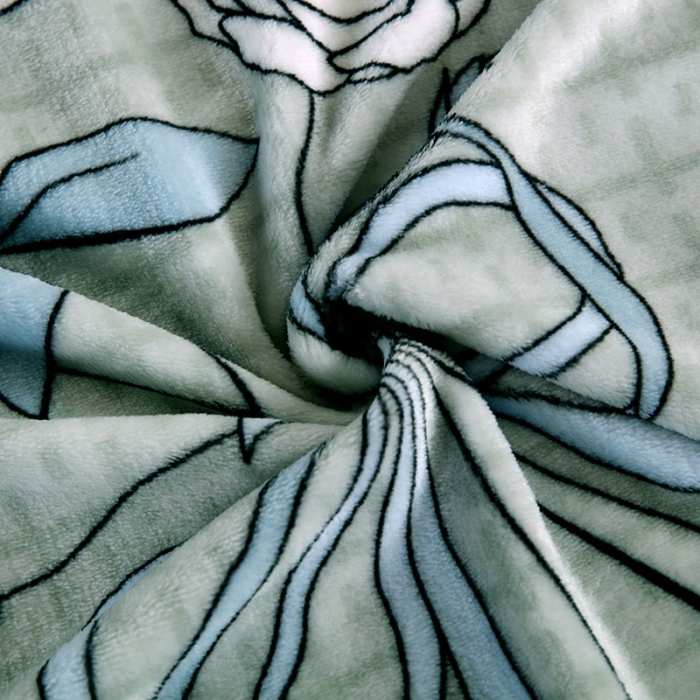 91家纺网 家纺一手货源 找家纺 赋雅 新款300克双面绒毯子超柔加厚云貂绒法莱绒 朵朵牡丹