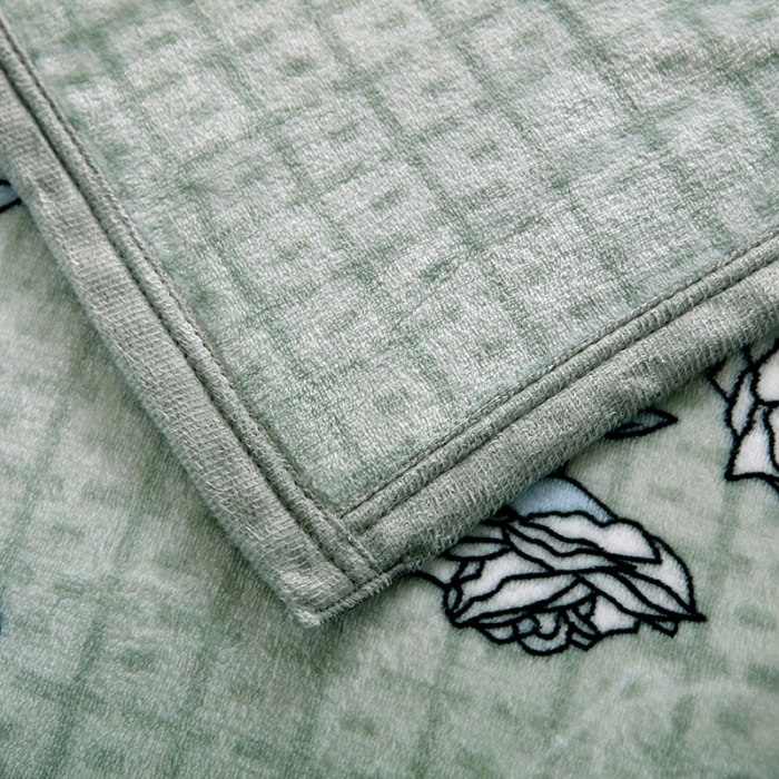 91家纺网 家纺一手货源 找家纺 赋雅 新款300克双面绒毯子超柔加厚云貂绒法莱绒 朵朵牡丹