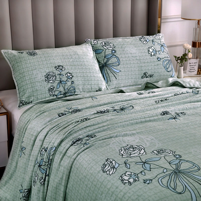 91家纺网 家纺一手货源 找家纺 赋雅 新款300克双面绒毯子超柔加厚云貂绒法莱绒 朵朵牡丹