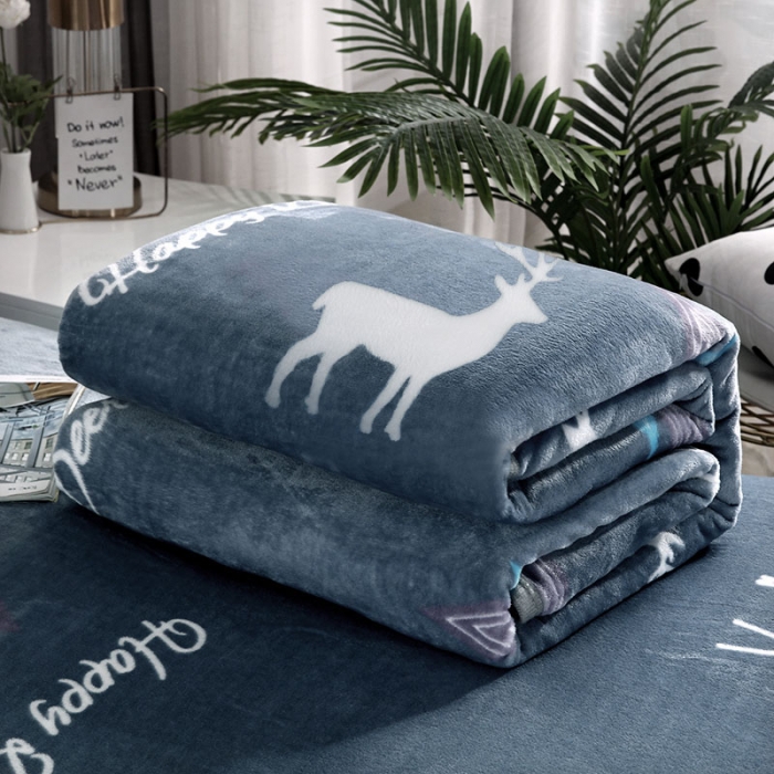 91家纺网 家纺一手货源 找家纺 赋雅 新款300克双面绒毯子超柔加厚云貂绒法莱绒 福鹿