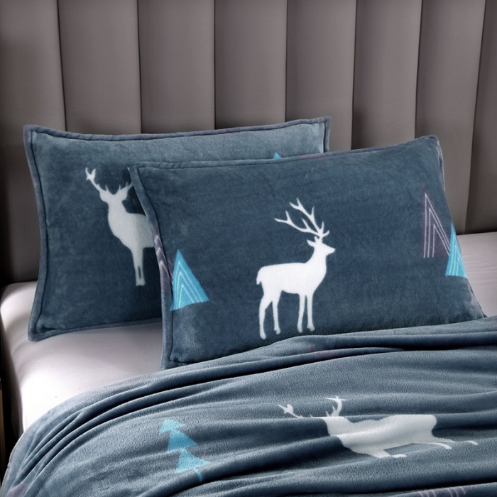 91家纺网 家纺一手货源 找家纺 赋雅 新款300克双面绒毯子超柔加厚云貂绒法莱绒 福鹿