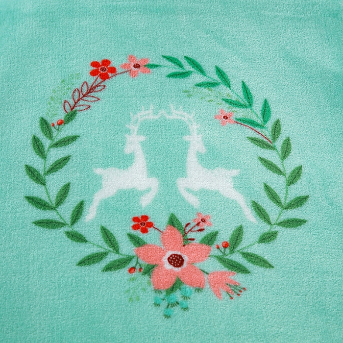 91家纺网 家纺一手货源 找家纺 赋雅 新款300克双面绒毯子超柔加厚云貂绒法莱绒 花环鹿