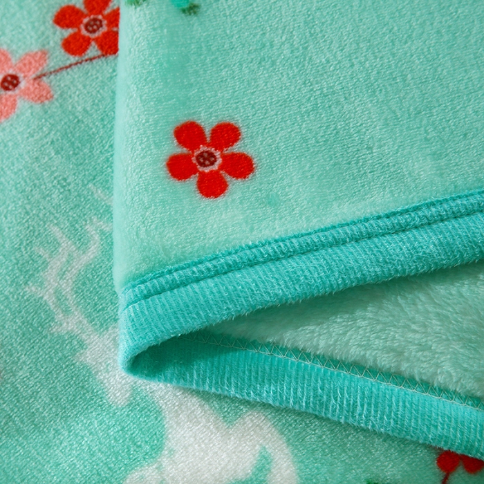 91家纺网 家纺一手货源 找家纺 赋雅 新款300克双面绒毯子超柔加厚云貂绒法莱绒 花环鹿