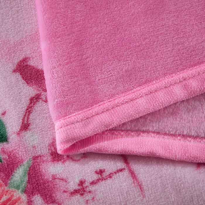 91家纺网 家纺一手货源 找家纺 赋雅 新款300克双面绒毯子超柔加厚云貂绒法莱绒 花镜 粉