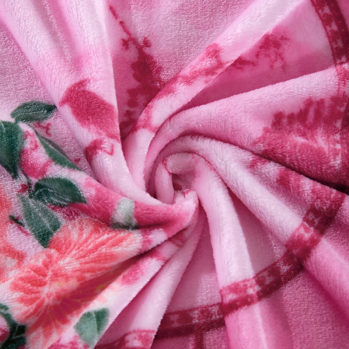 91家纺网 家纺一手货源 找家纺 赋雅 新款300克双面绒毯子超柔加厚云貂绒法莱绒 花镜 粉