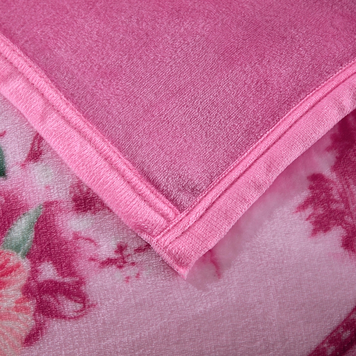 91家纺网 家纺一手货源 找家纺 赋雅 新款300克双面绒毯子超柔加厚云貂绒法莱绒 花镜 粉