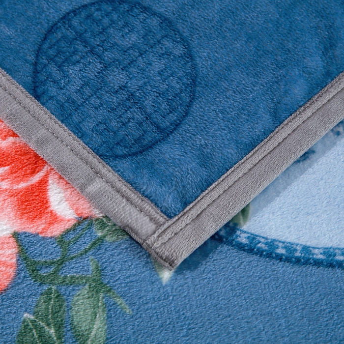 91家纺网 家纺一手货源 找家纺 赋雅 新款300克双面绒毯子超柔加厚云貂绒法莱绒 花镜 蓝