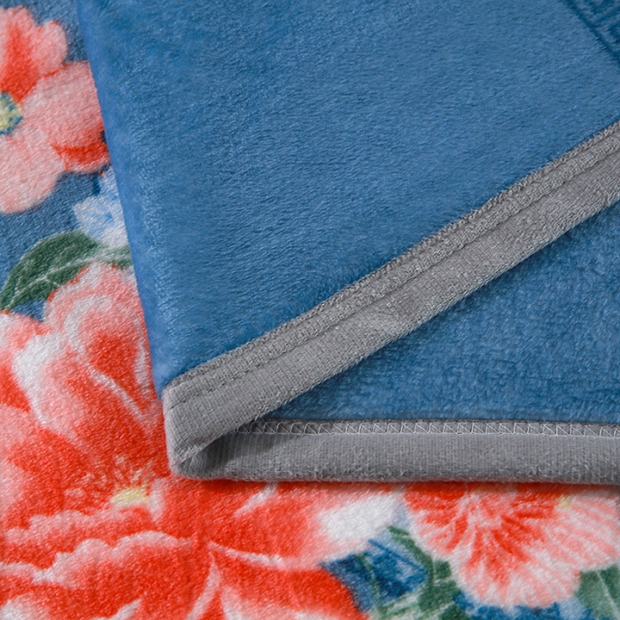 91家纺网 家纺一手货源 找家纺 赋雅 新款300克双面绒毯子超柔加厚云貂绒法莱绒 花镜 蓝