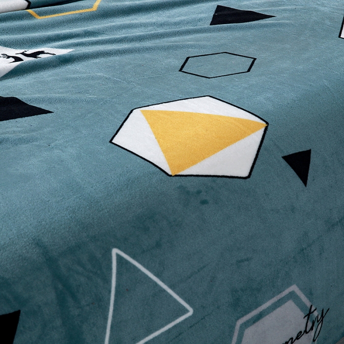 91家纺网 家纺一手货源 找家纺 赋雅 新款300克双面绒毯子超柔加厚云貂绒法莱绒 幻想 绿