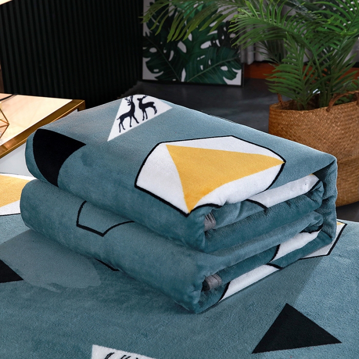 91家纺网 家纺一手货源 找家纺 赋雅 新款300克双面绒毯子超柔加厚云貂绒法莱绒 幻想 绿