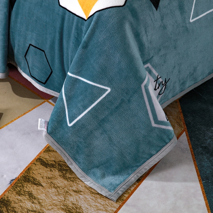 91家纺网 家纺一手货源 找家纺 赋雅 新款300克双面绒毯子超柔加厚云貂绒法莱绒 幻想 绿