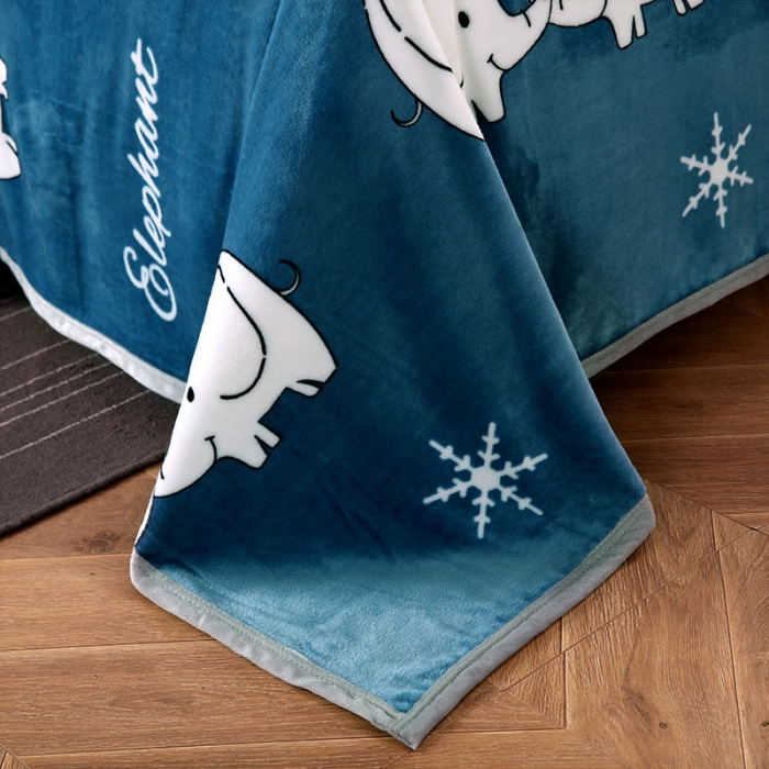 91家纺网 家纺一手货源 找家纺 赋雅 新款300克双面绒毯子超柔加厚云貂绒法莱绒 快乐小象