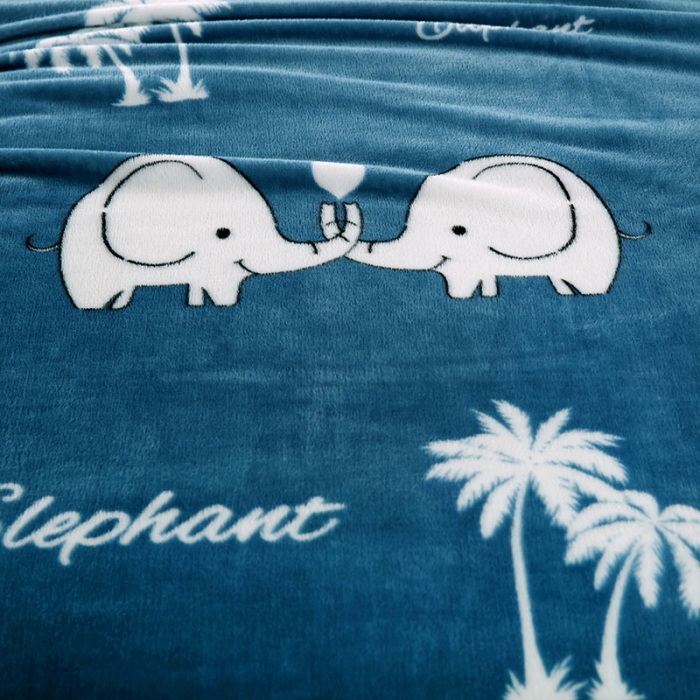 91家纺网 家纺一手货源 找家纺 赋雅 新款300克双面绒毯子超柔加厚云貂绒法莱绒 快乐小象