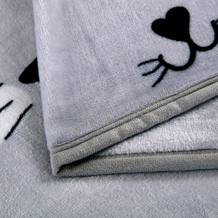 91家纺网 家纺一手货源 找家纺 赋雅 新款300克双面绒毯子超柔加厚云貂绒法莱绒 喵喵喵