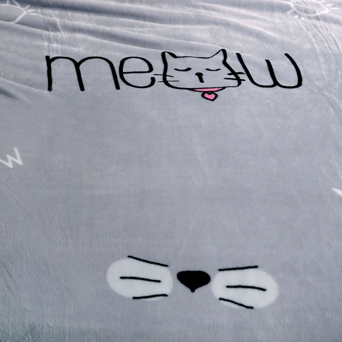 91家纺网 家纺一手货源 找家纺 赋雅 新款300克双面绒毯子超柔加厚云貂绒法莱绒 喵喵喵