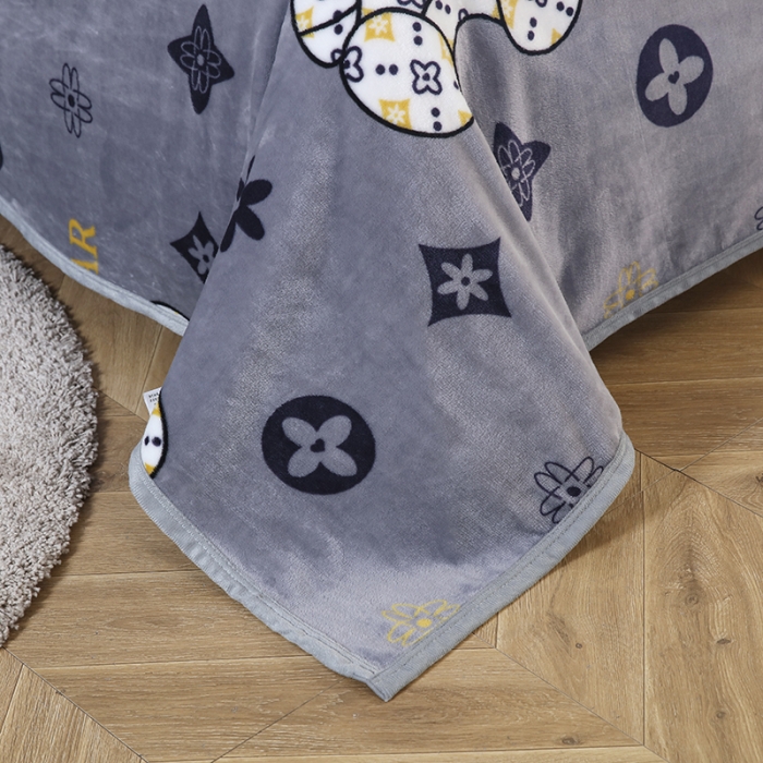 91家纺网 家纺一手货源 找家纺 赋雅 新款300克双面绒毯子超柔加厚云貂绒法莱绒 幸运熊