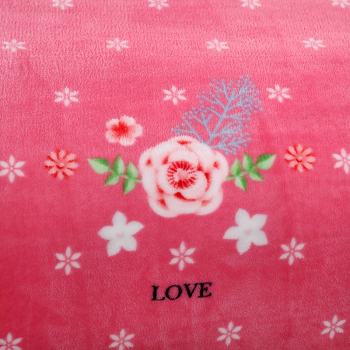 91家纺网 家纺一手货源 找家纺 赋雅 新款300克双面绒毯子超柔加厚云貂绒法莱绒 芬芳花园 粉