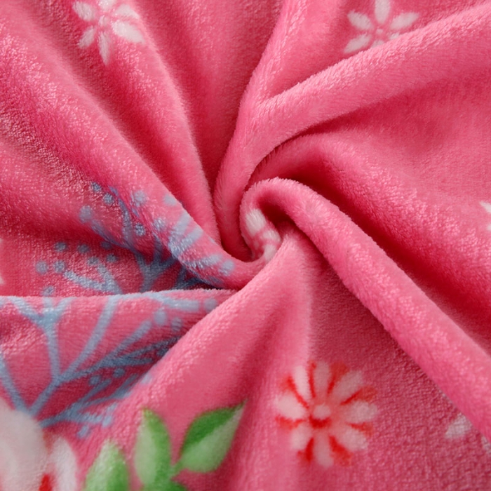 91家纺网 家纺一手货源 找家纺 赋雅 新款300克双面绒毯子超柔加厚云貂绒法莱绒 芬芳花园 粉