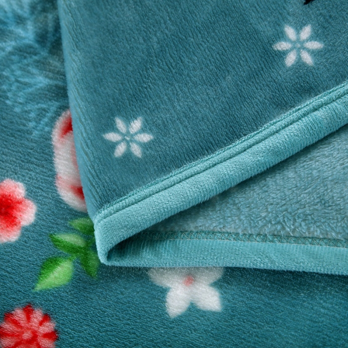 91家纺网 家纺一手货源 找家纺 赋雅 新款300克双面绒毯子超柔加厚云貂绒法莱绒 芬芳花园 绿