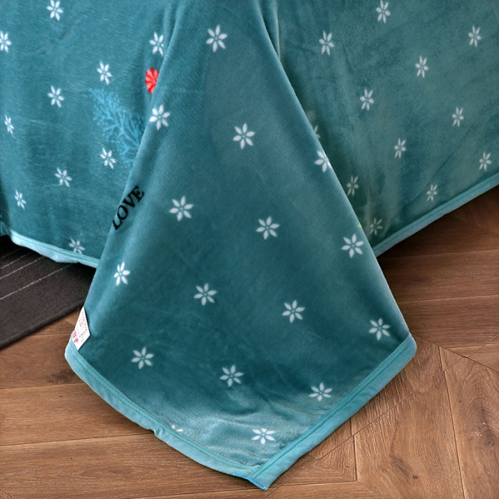 91家纺网 家纺一手货源 找家纺 赋雅 新款300克双面绒毯子超柔加厚云貂绒法莱绒 芬芳花园 绿