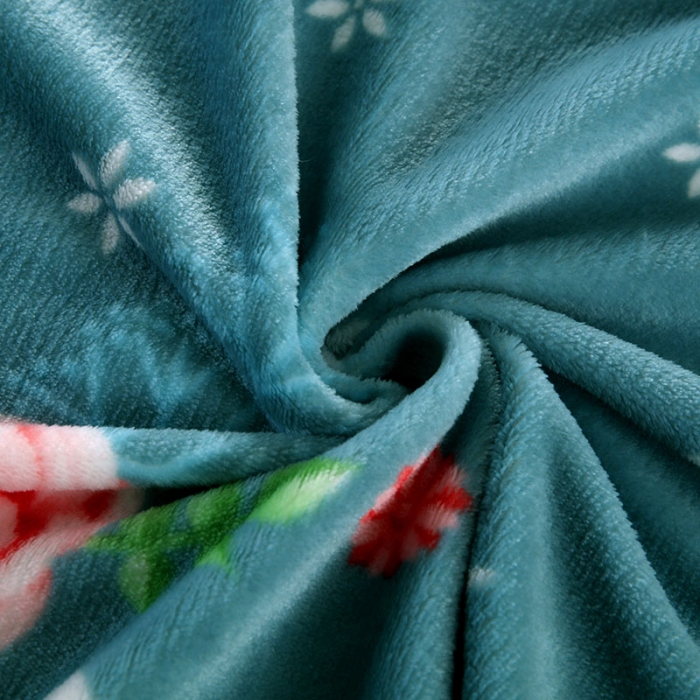 91家纺网 家纺一手货源 找家纺 赋雅 新款300克双面绒毯子超柔加厚云貂绒法莱绒 芬芳花园 绿