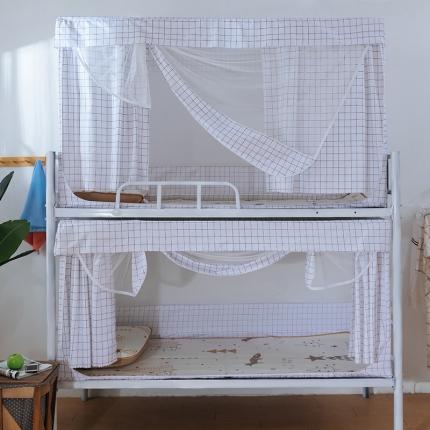 91家纺网 家纺一手货源 找家纺 新款印花拉链款宿舍上下铺蚊帐XZ1-XZ10（送风扇杆） 格子XZ-2