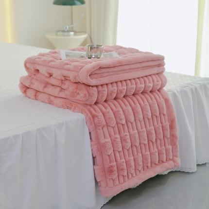 坦客毯业 2023新款奢享生活裘皮毯毛毯盖毯 裘皮毯-桃粉