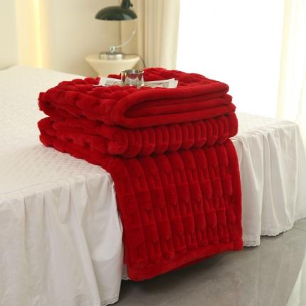 坦客毯业 2023新款奢享生活裘皮毯毛毯盖毯 裘皮毯-喜红