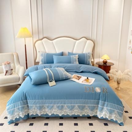 91家纺网 家纺一手货源 找家纺 (总) 帝菲妮 2025新款法式轻奢大蕾丝刺绣四件套-米奈尔