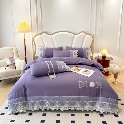 91家纺网 家纺一手货源 找家纺 (总) 帝菲妮 2025新款法式轻奢大蕾丝刺绣四件套-米奈尔