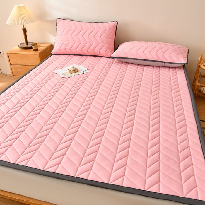 91家纺网 家纺一手货源 找家纺 梦初语 大豆纤维床垫家用薄款防滑垫被褥子宿舍学生单双人垫子  冰梅粉