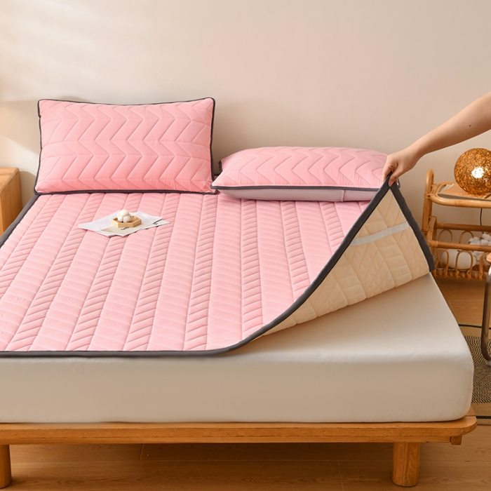 91家纺网 家纺一手货源 找家纺 梦初语 大豆纤维床垫家用薄款防滑垫被褥子宿舍学生单双人垫子  冰梅粉