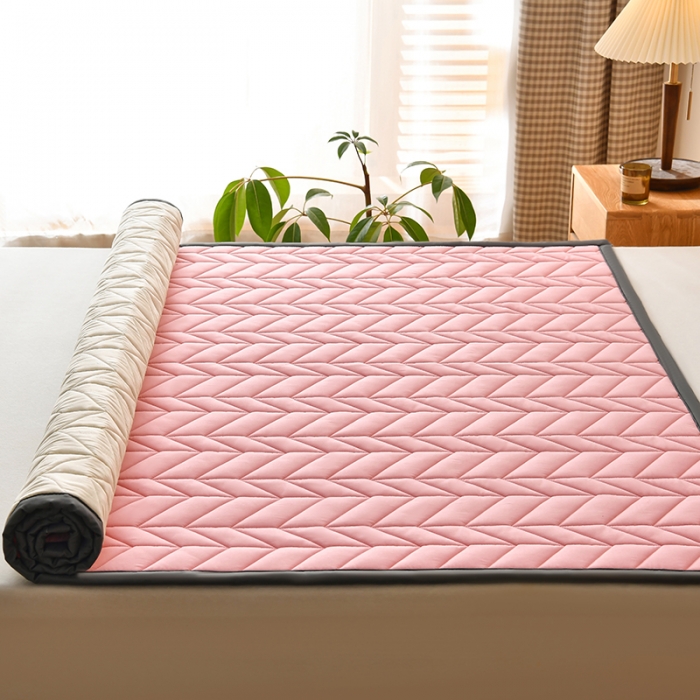 91家纺网 家纺一手货源 找家纺 梦初语 大豆纤维床垫家用薄款防滑垫被褥子宿舍学生单双人垫子  冰梅粉