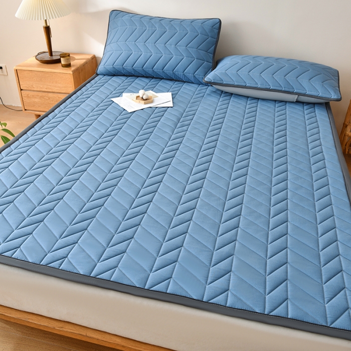 91家纺网 家纺一手货源 找家纺 梦初语 大豆纤维床垫家用薄款防滑垫被褥子宿舍学生单双人垫子  绅士蓝