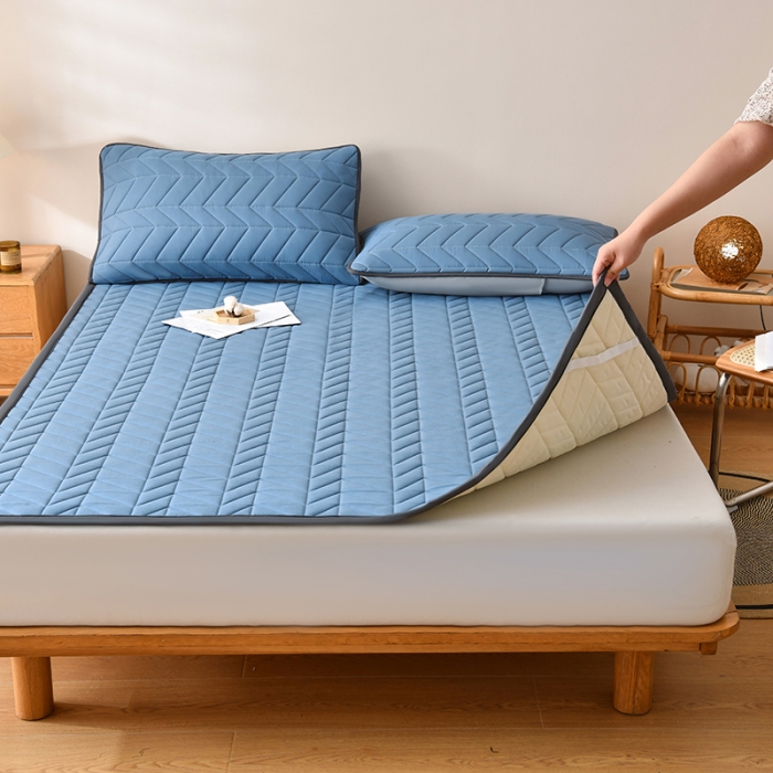 91家纺网 家纺一手货源 找家纺 梦初语 大豆纤维床垫家用薄款防滑垫被褥子宿舍学生单双人垫子  绅士蓝