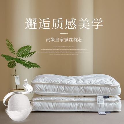 91家纺网 家纺一手货源 找家纺 （总）2025新款 奢享美蚕丝枕 提花桑蚕丝（长丝）护颈抗菌枕