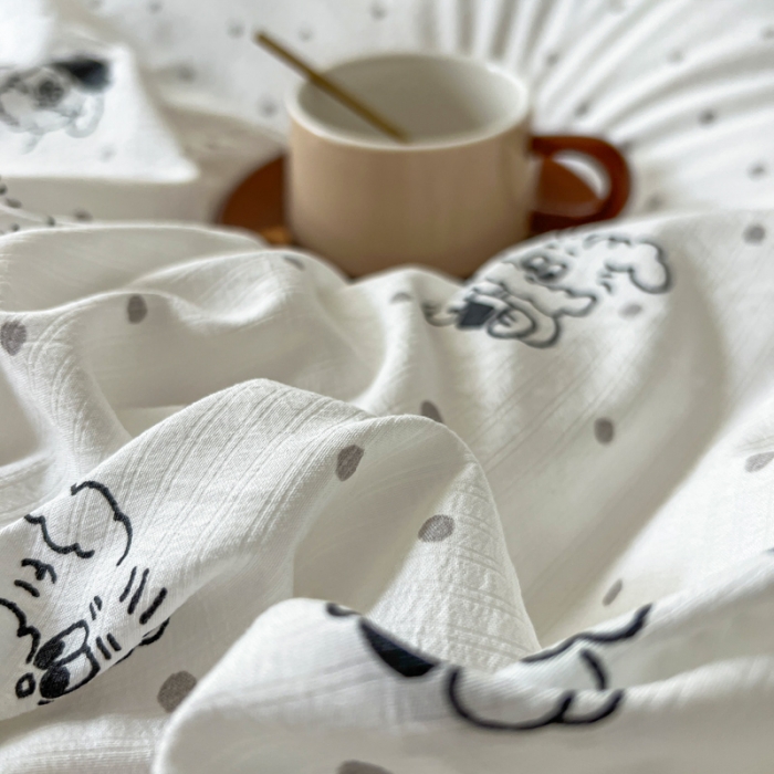 91家纺网 家纺一手货源 找家纺 一比一 直播爆款超柔提花小竺棉法式复古亲肤水洗四件套 精灵乐园